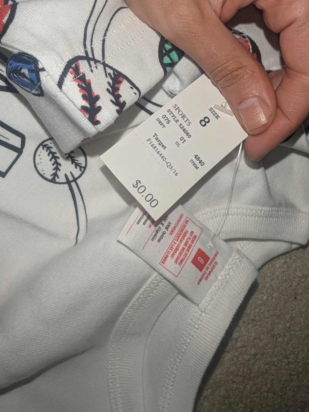 Nwt Kids White Sports Print Pajama Set